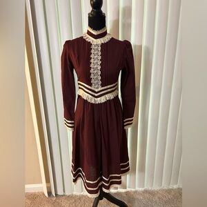 Gunne Sax Burgundy with lace Dress